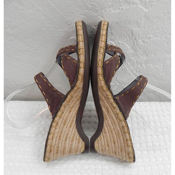 Indigo by Clarks Brown Leather Wedge Espadrille Jute Heel Women's Size 7 - Picture 7 of 11